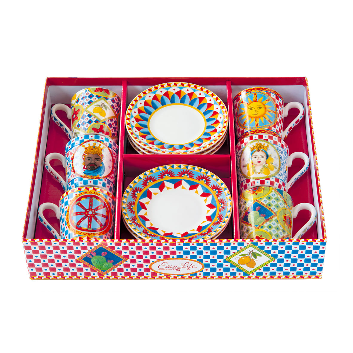 Set 6 Filxhanë Kafeje Dhe Pjata Porcelani