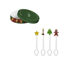 Set 4 Lugë Të Vogla Me Dekor Festiv