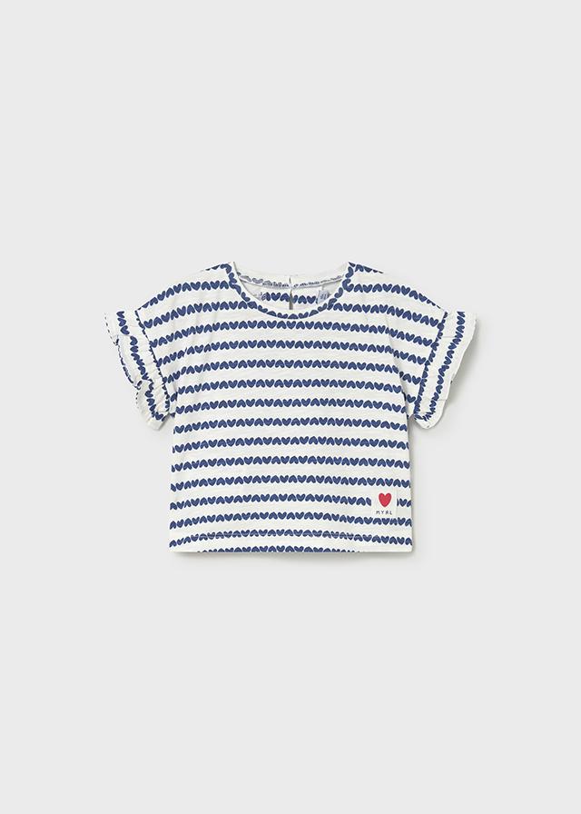 Bluzë me mëngë të shkurtra me vija