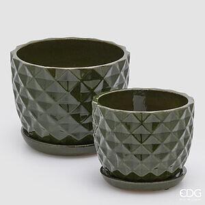 Vazo Cachepot – set me dy vase, formë rombi