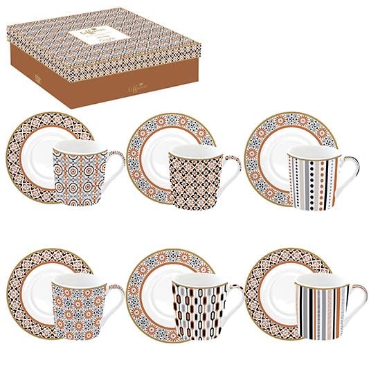 Set 6 filxhanë ekspres 100 ml me pjata në kuti dhuratë GEOETHNIC