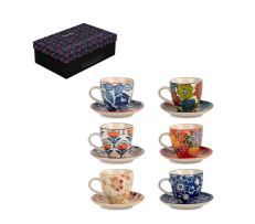 Set 6 filxhanë kafeje me pjata shoqëruese – dekorime të ndryshme