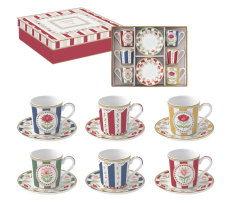 Set 6 filxhanë ekspres 100 ml me pjata në kuti dhuratë FLOWERY