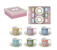 Set 6 Filxhanësh Espresso me Pjatina “Spring Parade”
