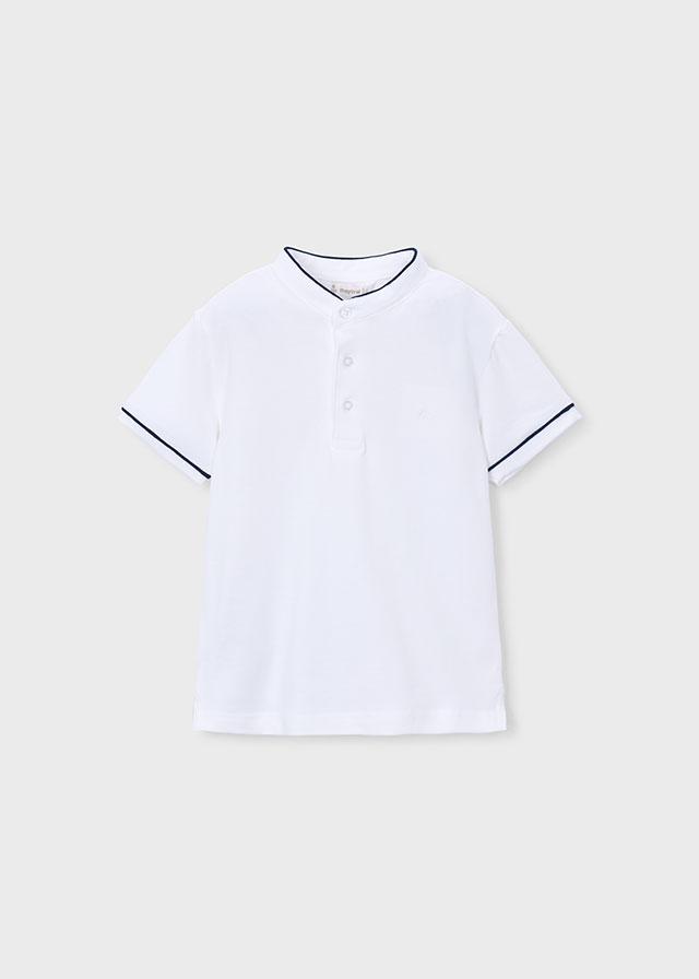 Bluzë polo me jakë mao dhe mëngë të shkurtra