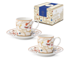 Set 2 filxhanë ekspres 80 ml me pjata prej porcelani në kuti me ngjyra CHEVAL