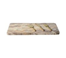 Dërrasë prerjeje prej mermeri 45x23 cm me 3 thika të vogla BUTERSCOTCH MARBLE