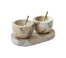 Set erëzash me 2 tasa, tabaka dhe 2 lugë BUTERSCOTCH MARBLE