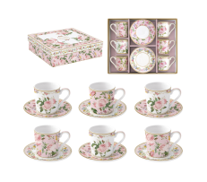 Set 6 filxhanë ekspres 100 ml me pjata në kuti dhuratë CHANT DES ROSES