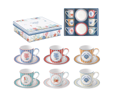 Set 6 filxhanë ekspres 100 ml me pjata në kuti dhuratë SEA BREEZE