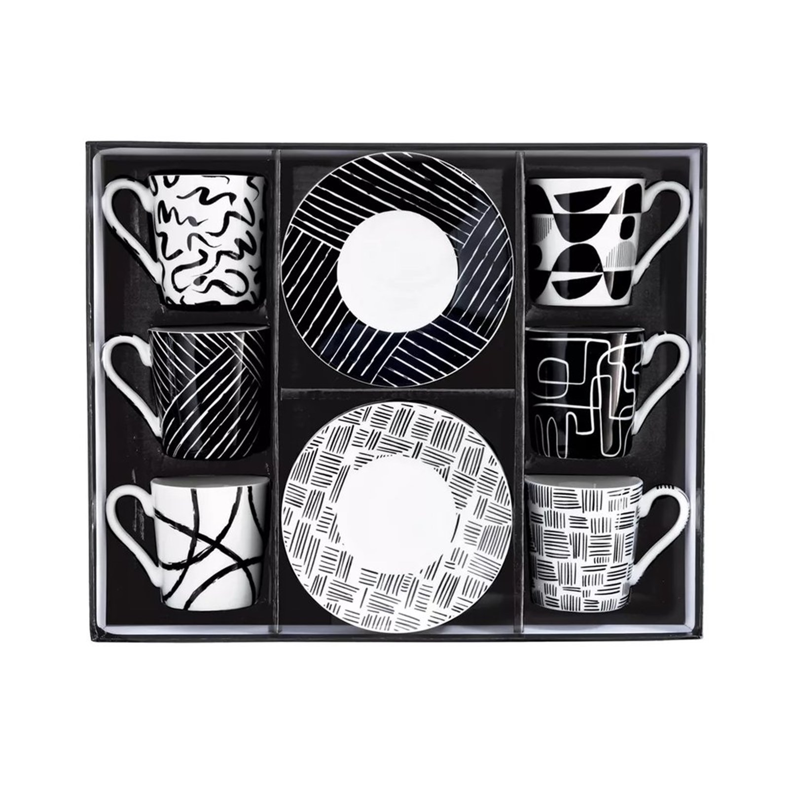 Set 6 filxhanë ekspres 100 ml me pjata në kuti dhuratë GRAFFITI