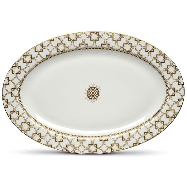 Pjatancë ovale servirjeje porcelani 36x24.5 cm në kuti me ngjyra DECO'