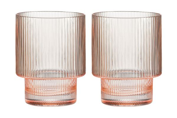 Set 2 gota uji 250 ml me përfundim frill në kuti me ngjyra Rozë