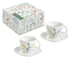 Set 2 filxhanë kafeje me pjata 120 ml prej porcelani në kuti dhuratë MILLE FLEURS