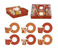 Set 6 filxhanë ekspres 100 ml me pjata në kuti dhuratë TERRACOTTA