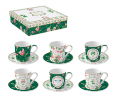 Set 6 filxhanë ekspres 100 ml me pjata në kuti dhuratë BOTANIC CHIC