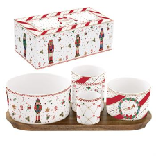 Set aperitivësh me 4 tasa dhe bazë akacie