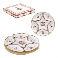 Set aperitivësh me 6 tasa dhe bazë bambuje