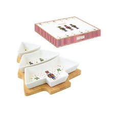 Set aperitivësh me 3 tasa dhe tabaka bambuje