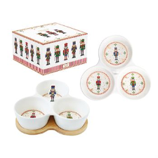 Set aperitivësh me 3 tasa dhe bazë bambuje 