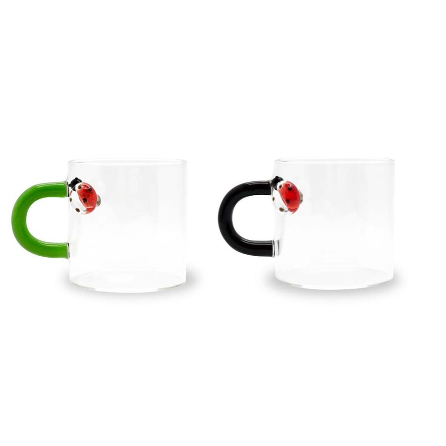 Set 2 filxhanë kafeje prej qelqi borosilikat me dekor Ladybug